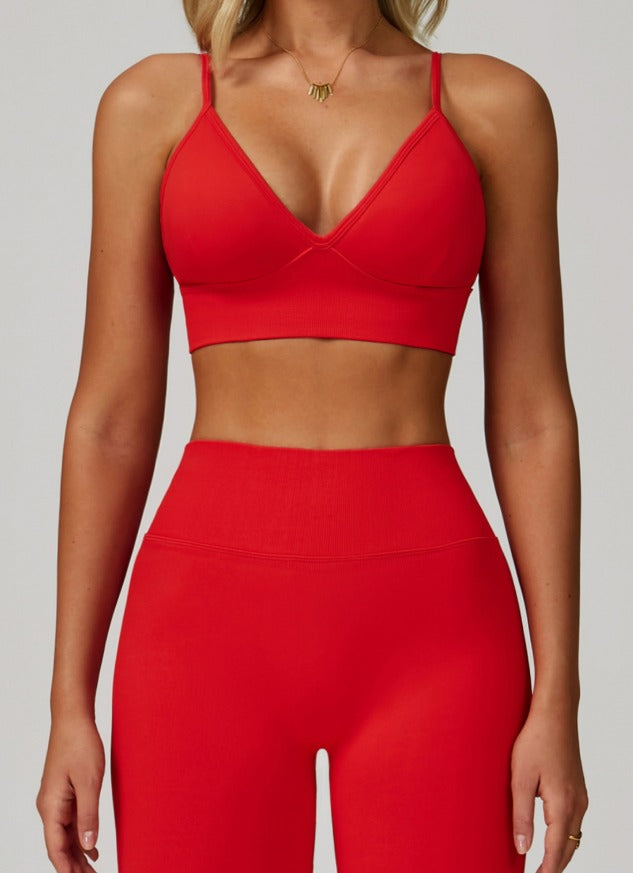 Red Seamless V- Seamless Leggings