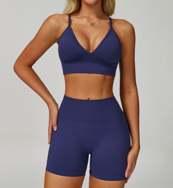 Navy Seamless V - Style Shorts