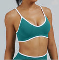Soutien-gorge de sport sans couture Chikondi pour femme, vert, tenue de sport avec des touches de blanc