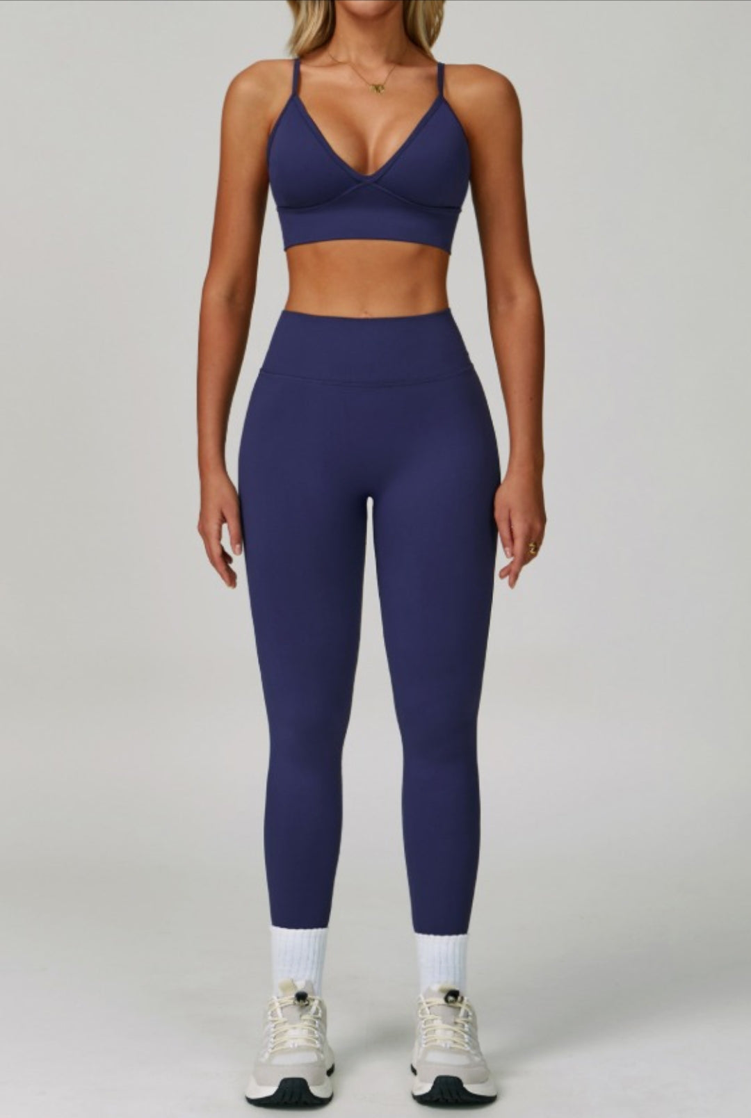Navy Seamless V - Style Leggings