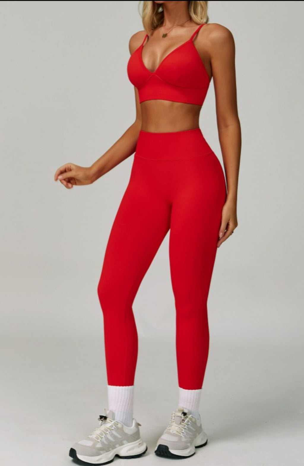 Red Seamless V- Seamless Leggings