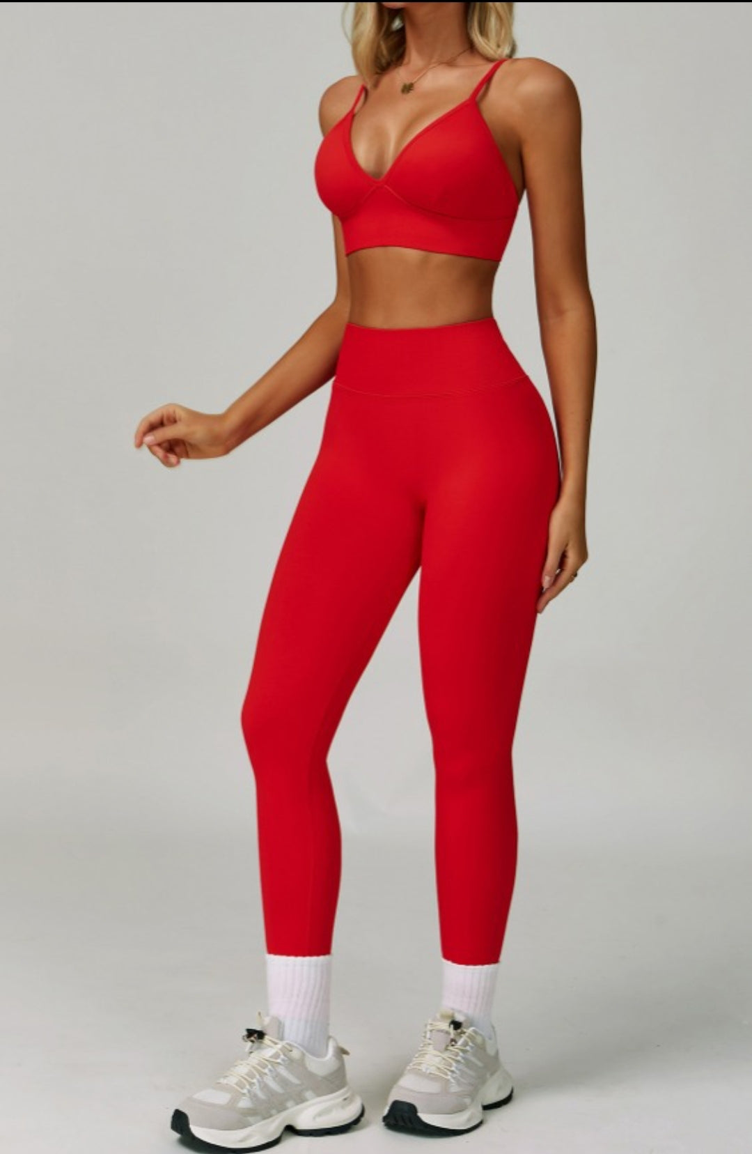 Red Seamless V- Seamless Leggings