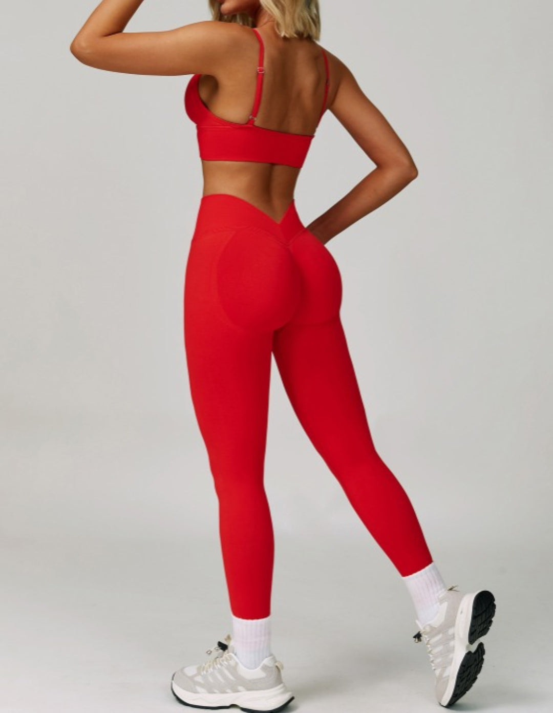 Red Seamless V- Seamless Leggings