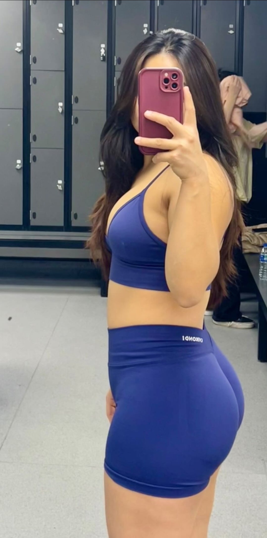 Navy Seamless V - Style  Sports Bra